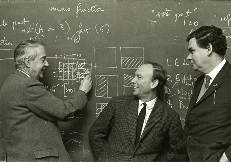 (L-R) Christopher Longuet-Higgins, Donald Michie and Richard Gregory in Edinburgh, 1968