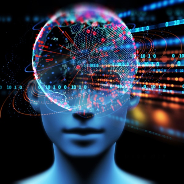 Conceptual background of Artificial intelligence , humans and cyber-business on programming technology element ,3d illustration. Monsitj, iStock.